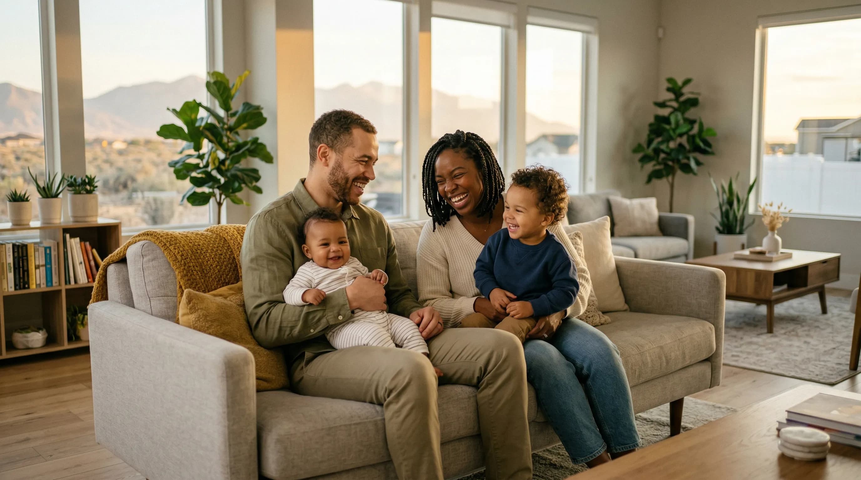 Family evaluating insurance options together