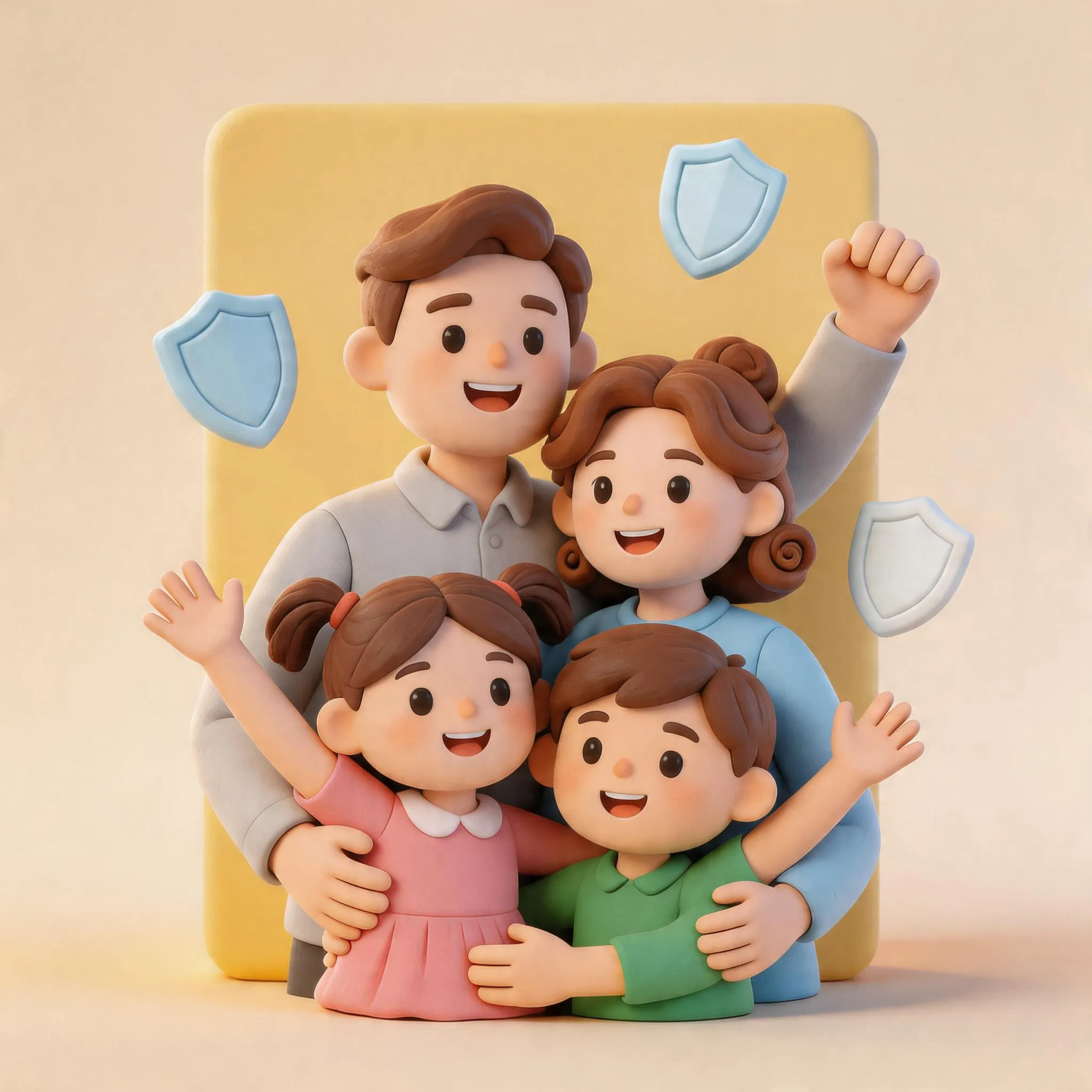 Illustration of a protected home and family