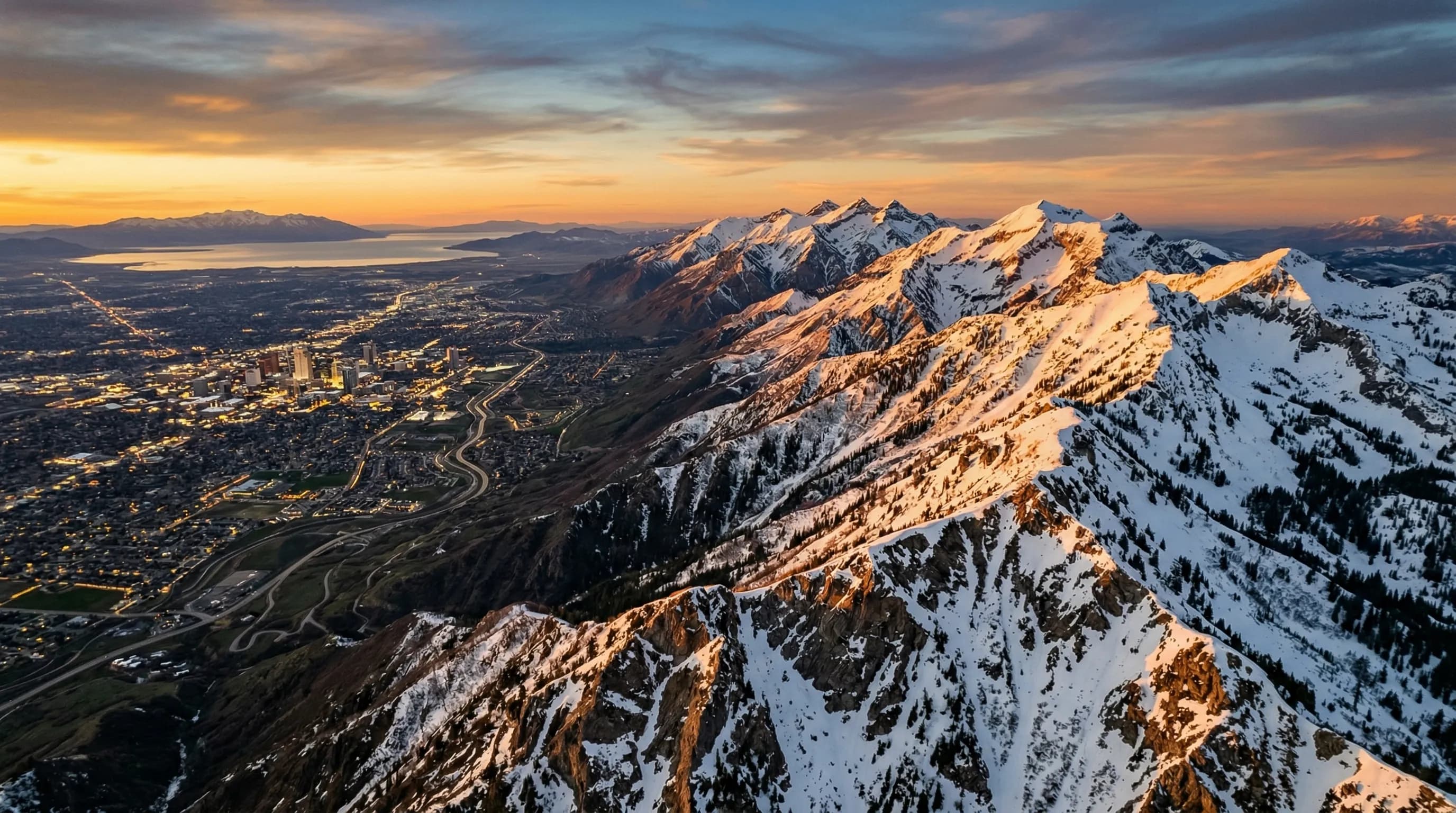 Wasatch Mountains in Utah at golden hour